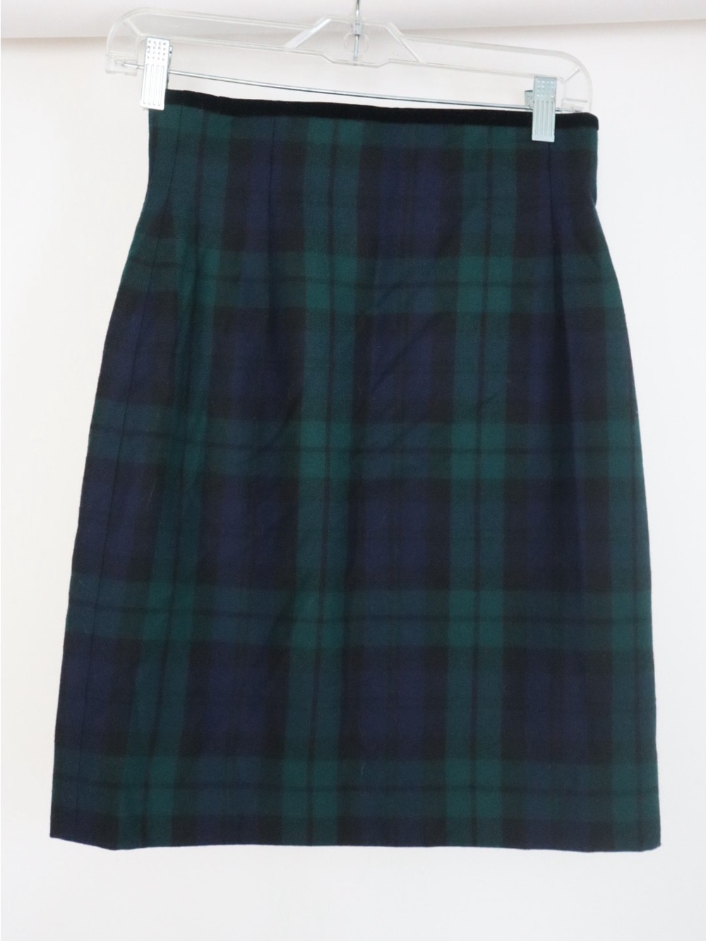 Escada Green and Black Plaid Pencil Skirt